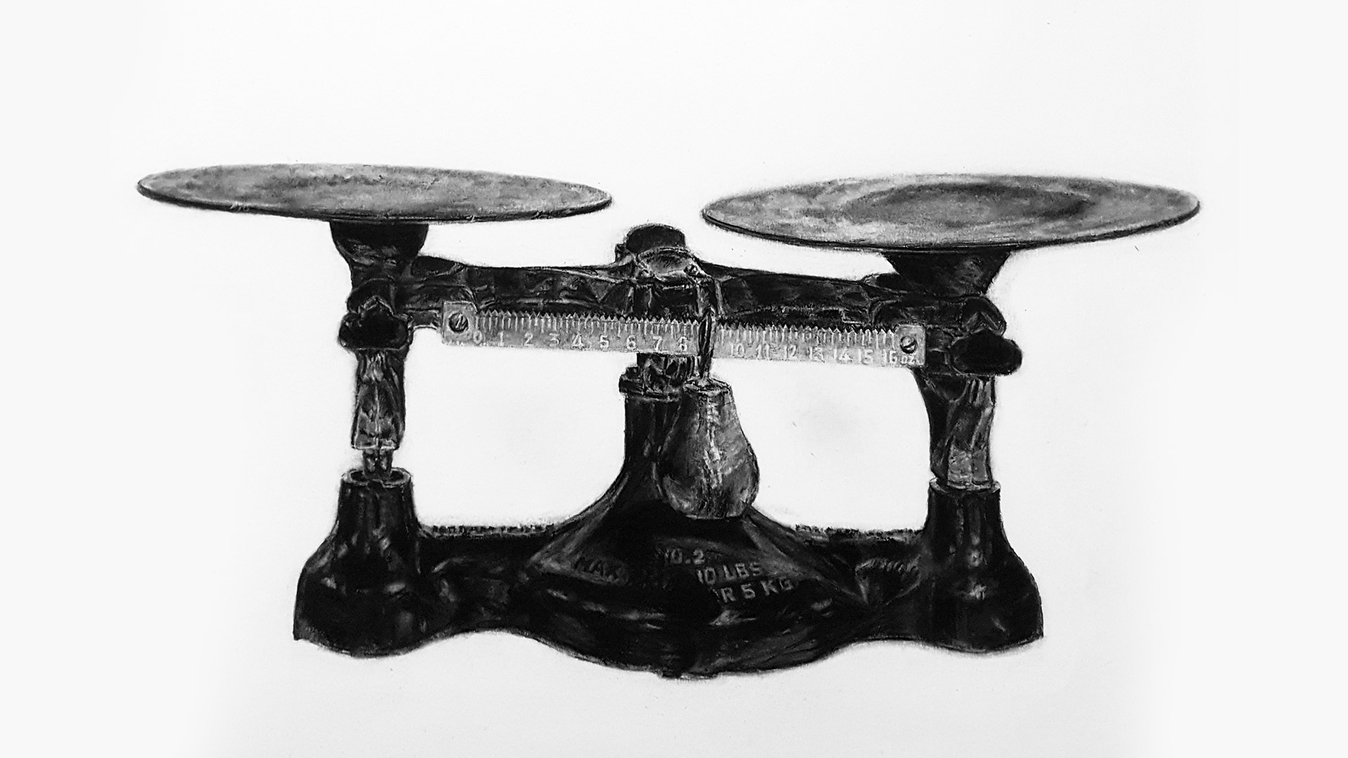 Black and white still life charcoal drawing by Singapore Contemporary portrait artist Elaine. Southeast Asian artist.